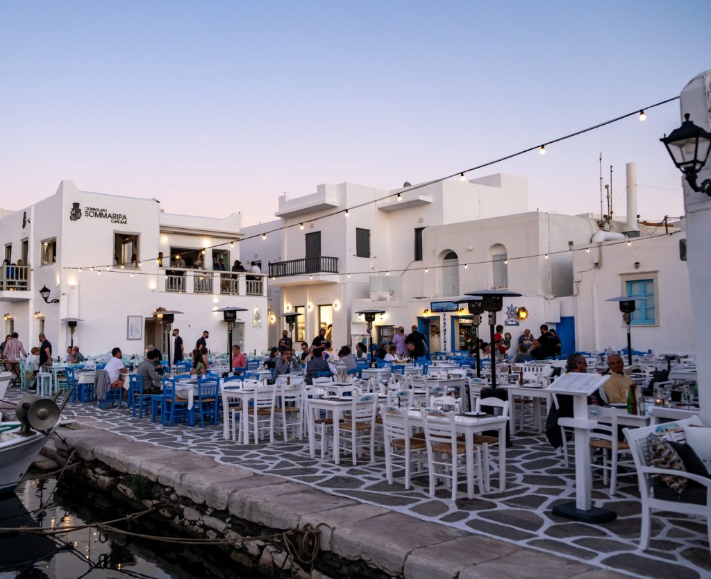 Greece,,Paros,Island,Naousa,Old,Port.,May,19,,2021.,People